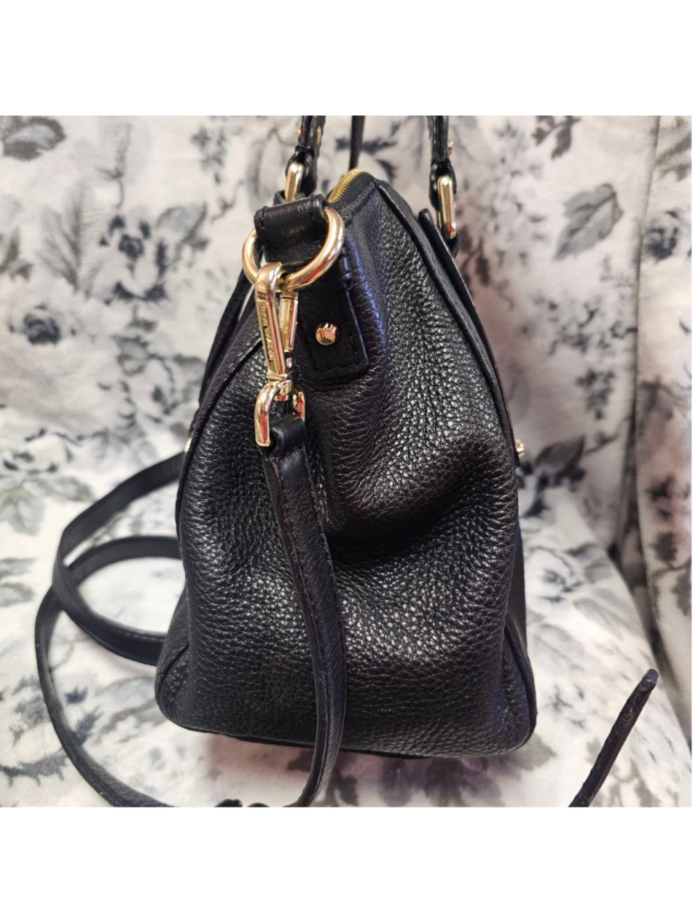 Michael Kors Black Pebbled Leather Satchel with Gold Hardware - Picture 6 of 9